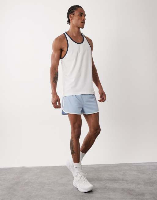 4505 retro mesh 3"" quick dry gym short in light blue, 2 of 5