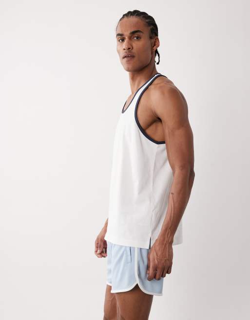 4505 retro mesh 3"" quick dry gym short in light blue, 3 of 5