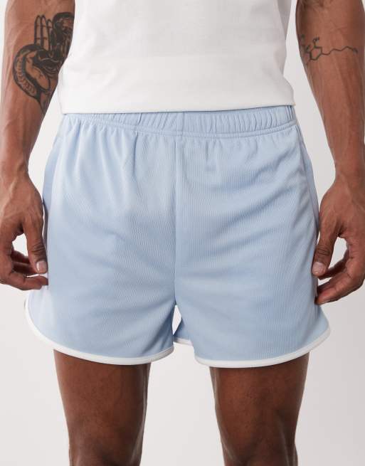 4505 retro mesh 3"" quick dry gym short in light blue, 5 of 5