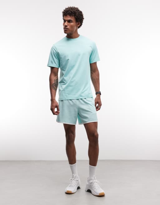 4505 retro woven 5" side stripe sprinter shorts with zip pockets in mint, 2 of 5