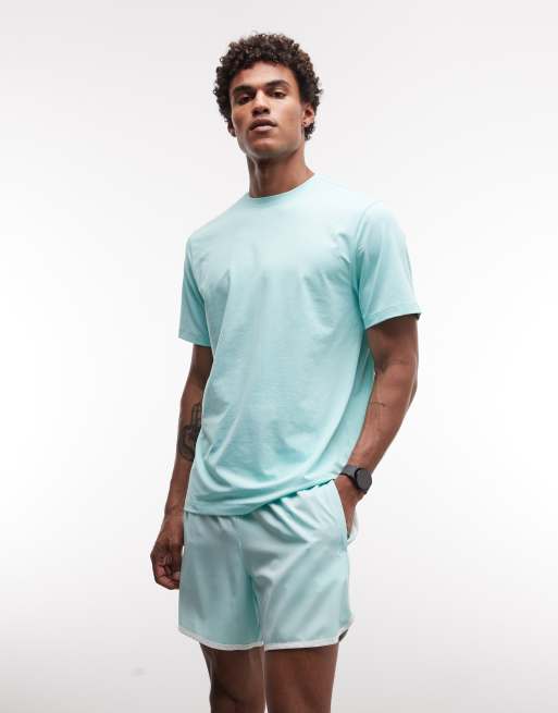 4505 retro woven 5" side stripe sprinter shorts with zip pockets in mint, 4 of 5