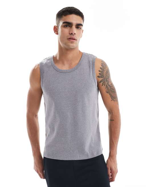 4505 ribbed cotton singlet with quick dry in grey 