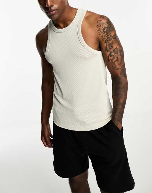 4505 ribbed racer training vest with quick dry in stone