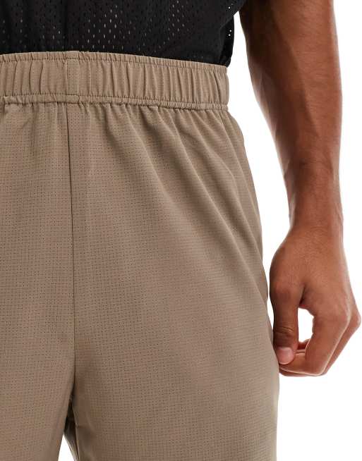 4505 - Ripstop hardloopshort met zijzakken met rits in taupe grijs , 5 van 5