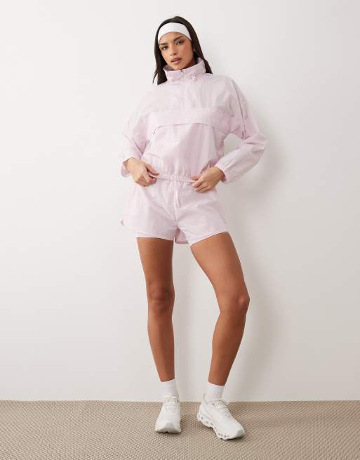 4505 ripstop overhead water repellent track jacket with chest pocket in light pink, 2 of 4