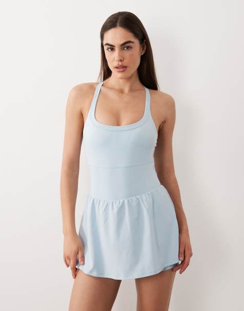4505 - Robe de course avec brassière intégrée et sous-short - Bleu glacier - view 1