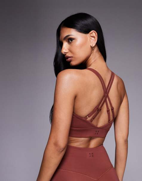 4505 – Rödbrun, mjuk sportbehå med mediumstöd, smala remmar och uttagbar vaddering - view 1