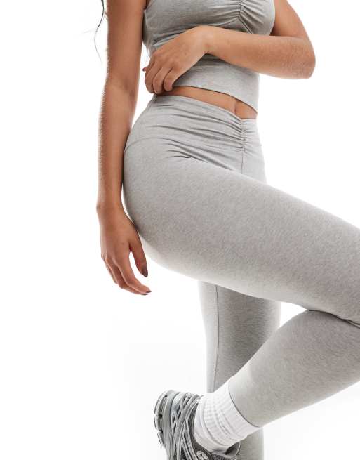4505 ruched front high waist gym leggings in heather gray 