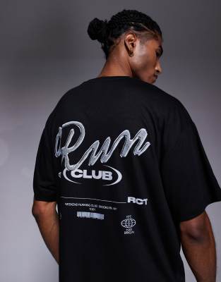 4505 Run Club back print  quick dry mesh training t-shirt in black - view 1