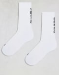 [ASOS] 4505 Run Club printed socks with anti bacterial finish 2 pack in white S White