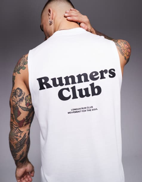 4505 Run Club quick dry oversized performance tank with back print in white - view 1