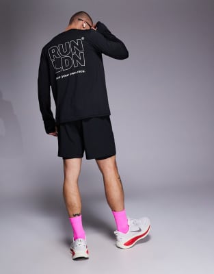 4505 Run Ldn Back Print Mesh Long Sleeve Running T-shirt In Black