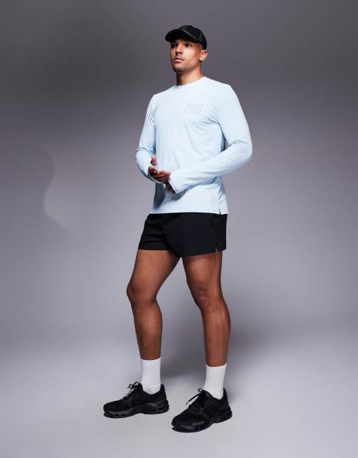 4505 RUN LDN back print mesh running long sleeve t-shirt in pale blue