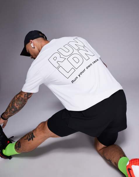 4505 RUN LDN back print mesh running t-shirt in white - view 1