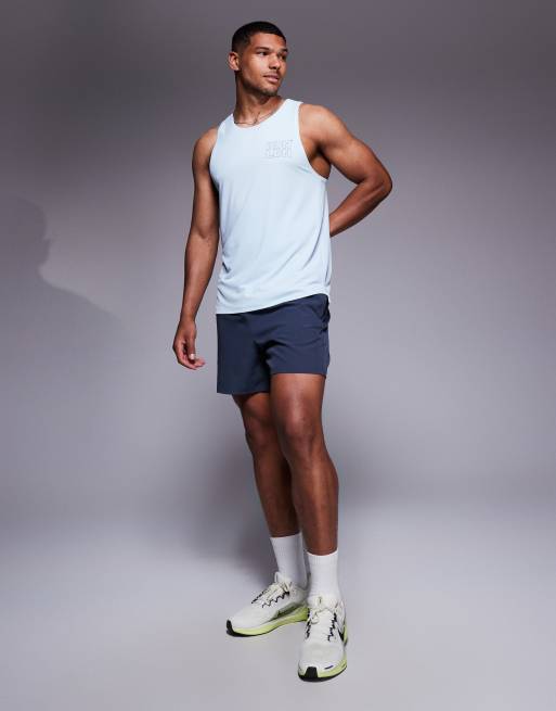 4505 RUN LDN chest print mesh running tank in pale blue, 2 of 4