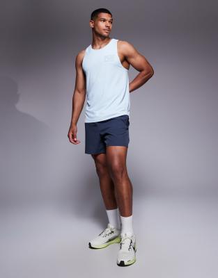 4505 Run Ldn Chest Print Mesh Running Tank Top In Blue