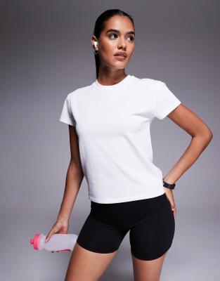 4505 Running Back Print Boxy Cotton T-shirt With Quick Dry Finish In White