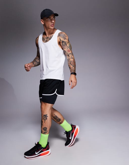 4505 Running Canotta da corsa bianca in cotone con finitura