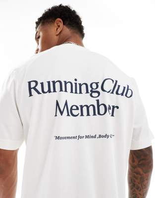 4505 4505 Running club back print t-shirt in off white-Grey