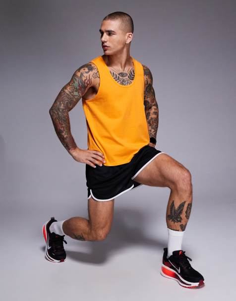 4505 Running cotton singlet with quick dry finish in tangerine - view 1
