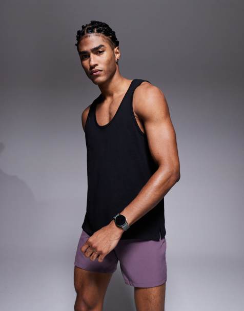 4505 Running cotton tank top with quick dry finish in black - view 1