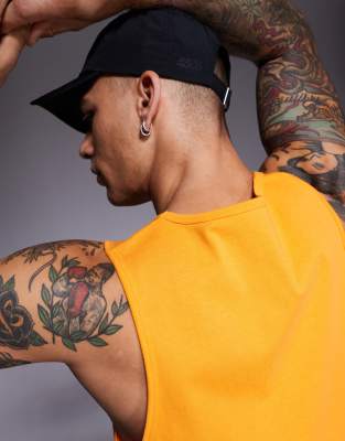 4505 Running Cotton Tank Top With Quick Dry Finish In Orange