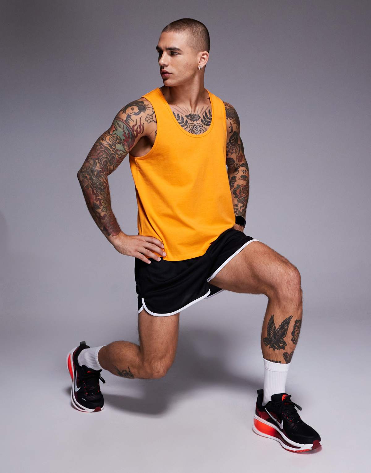 4505 Running cotton vest with quick dry finish in tangerine