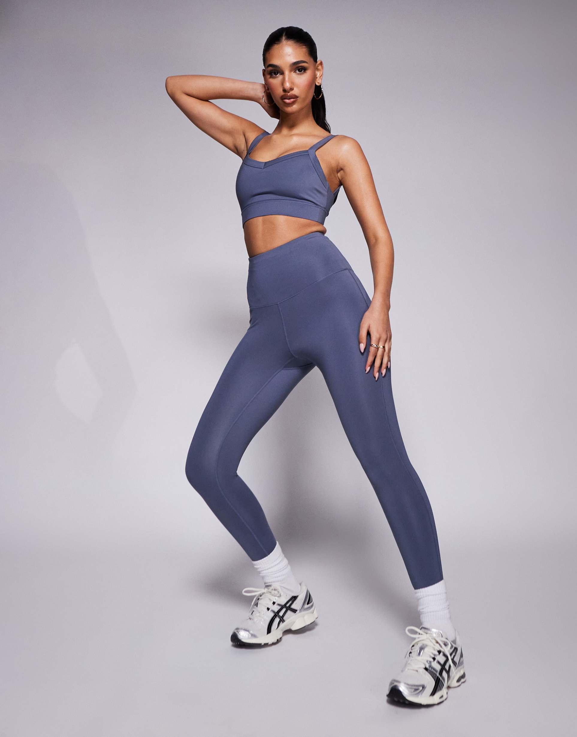 4505 running high waist legging with zip phone pocket in cornflower