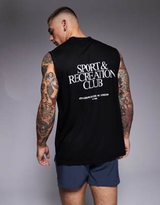 4505 4505 running mesh loose fit back print tank in black