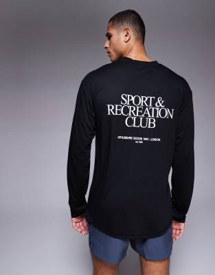 4505 4505 running performance mesh back print long sleeve top in black