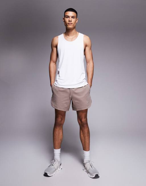 4505 – Running – Performance-Shorts in Taupegrau mit Waffel-Struktur , 5 von 5