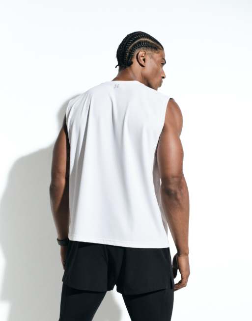 4505 – Running – Schnell trocknendes Performance-Tanktop in Weiß mit Waffelstruktur und kastigem Oversize-Schnitt, 4 von 6