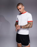 [ASOS] 4505 Running shrunken fit cotton ringer t-shirt with quick dry finish in white XL White