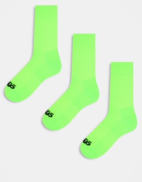 4505 running socks with arch support and antibacterial finish in neon green - view 1