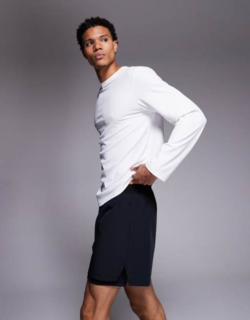 4505 – Running – Svarta 2-i-1-träningsshorts med mobilficka med dragkedja, 2 av 5