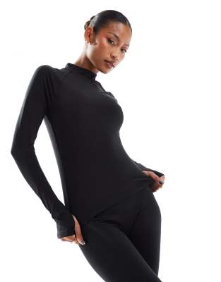 4505 4505 running thermal fleece lined long sleeve top-Black