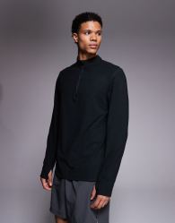 4505 running thermal interlock 1/4 zip long sleeve training top in black