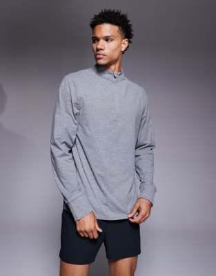 4505 Running Thermal Interlock Quarter Zip Long Sleeve Training Top In Gray