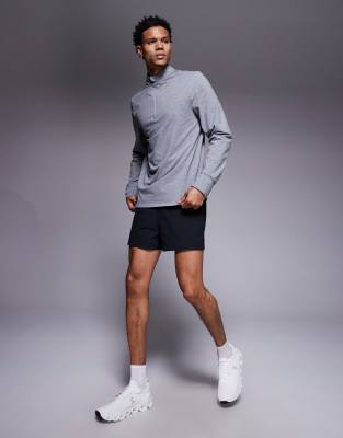 4505 Running Thermal Interlock Quarter Zip Long Sleeve Training Top In Gray