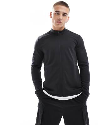 4505 Running thermal training zip up track top in black