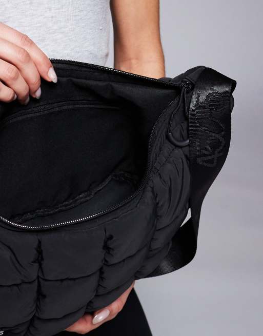 4505 - Sac bandoulière matelassé tissé à poche intérieure zippée - Noir, 3 de 4