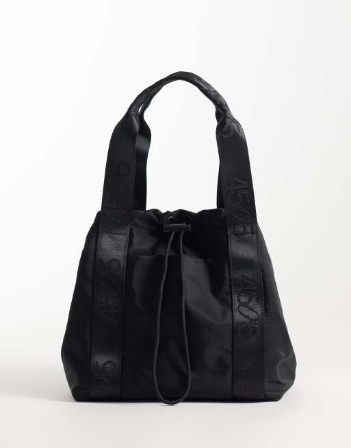 4505 - Sac seau tissé réglable avec cordon de serrage et poche extérieure - Noir, 2 de 4