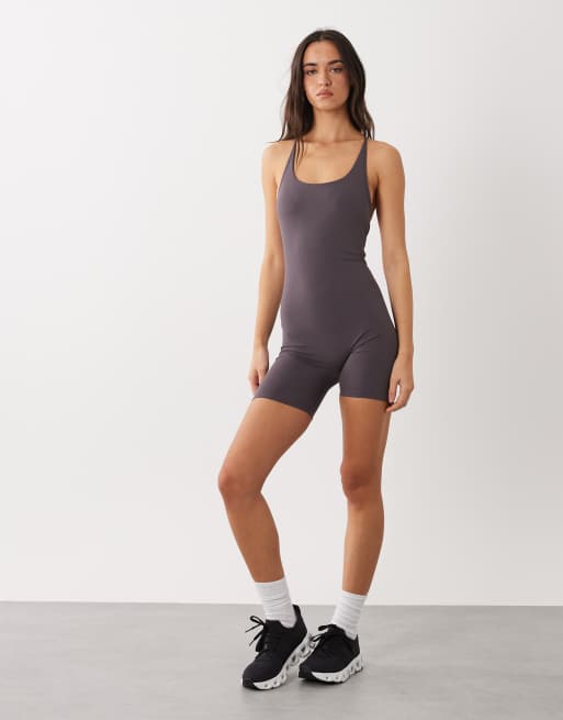 4505 - Salopette morbida grigio tempesta con fascette sul retro e reggiseno interno, 2 di 4