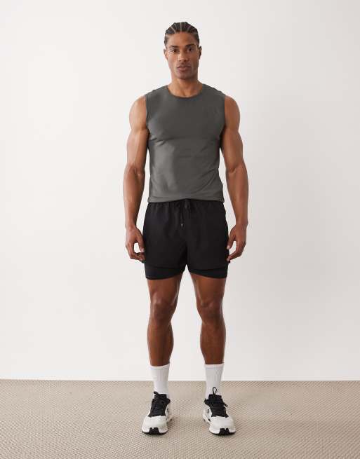 4505 – Schnell trocknendes Sport-Tanktop in Dunkelgrau mit Muskelschnitt, 2 von 5