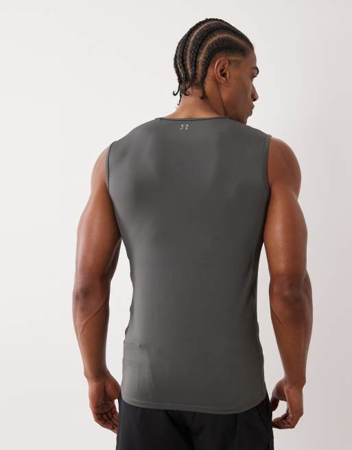 4505 – Schnell trocknendes Sport-Tanktop in Dunkelgrau mit Muskelschnitt, 3 von 5