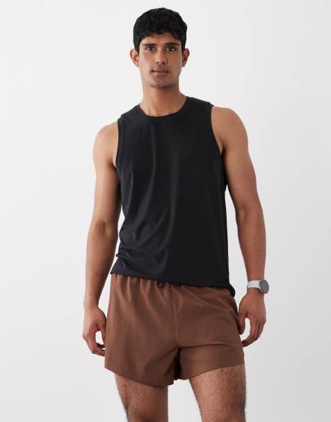 4505 – Schnelltrocknende, gewebte 2-in-1-Laufshorts in Braun mit Reißverschlusstaschen, 13 cm Schrittlänge - view 1