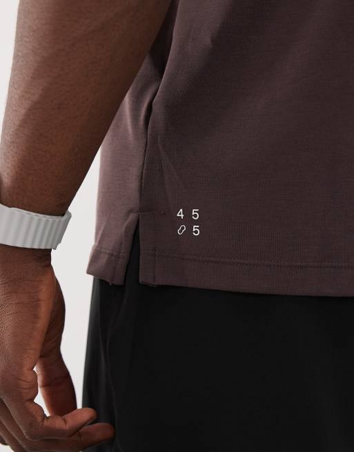 4505 – Schnelltrocknendes, kastiges Trainings-Tanktop aus Performance-Jersey in Braun mit Oversize-Passform, 4 von 5