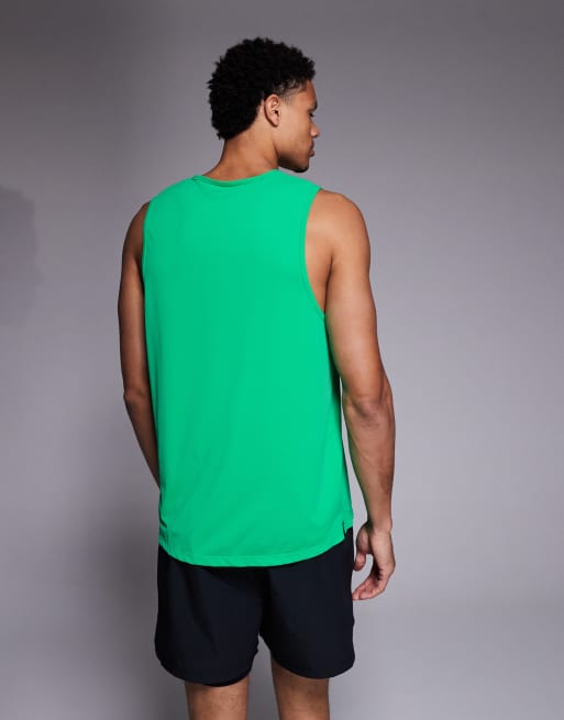 4505 – Schnelltrocknendes Lauf-Trägertop in Neongrün aus Nylon-Performance-Netzstoff, 3 von 5