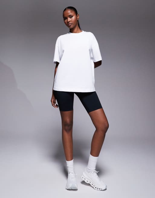 4505 – Schweres Oversize-T-Shirt aus Baumwolle in Weiß mit Pfirsich-Print am Rücken, 2 von 4