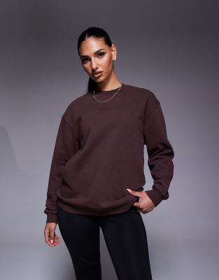4505 - Schweres, schnell trocknendes Oversize-Trainingssweatshirt in verwaschenem Braun